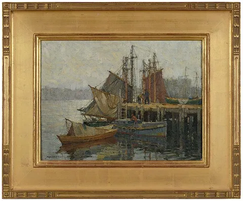 Frederick J. Mulhaupt, Silvery Morning, Gloucester, oil on canvasboard