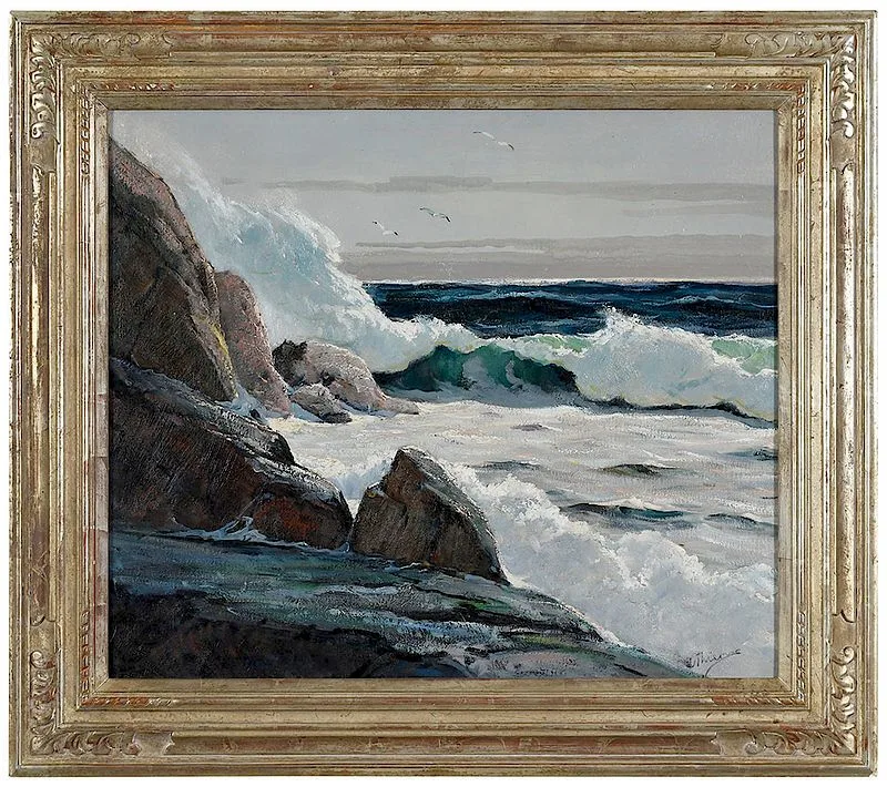 Crashing Surf by Anthony Thieme, oil on canvas, sold Nov 2018