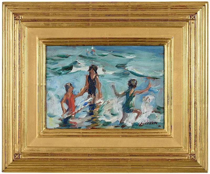 Children Splashing by Francesco J. Spicuzza, oil on board, sold Nov 2018