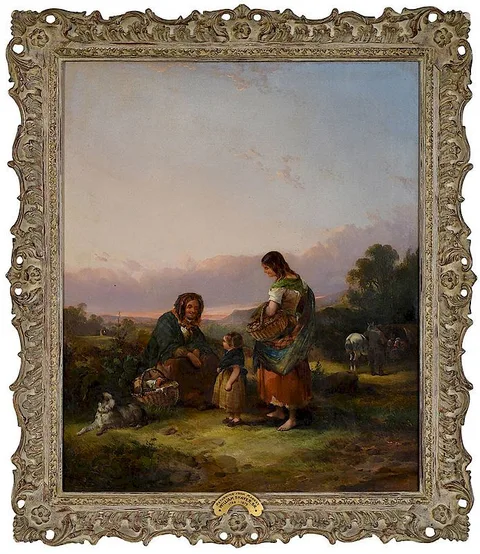 William Shayer I, Returning From Market, oil on canvas