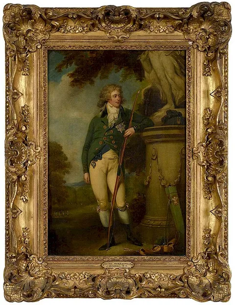 John Russell, George Prince of Wales, wearing the uniform of the Royal Kentish Bowmen, after the portrait held by the Royal Collection Trust dated 1791, oil on canvas