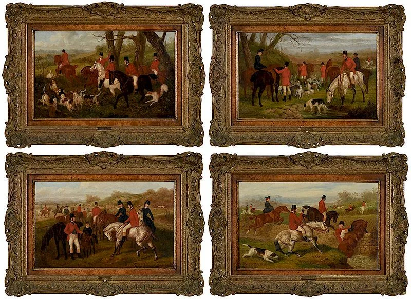 Edward Benjamin Herberte, Four steeplechase scenes, oil on canvas
