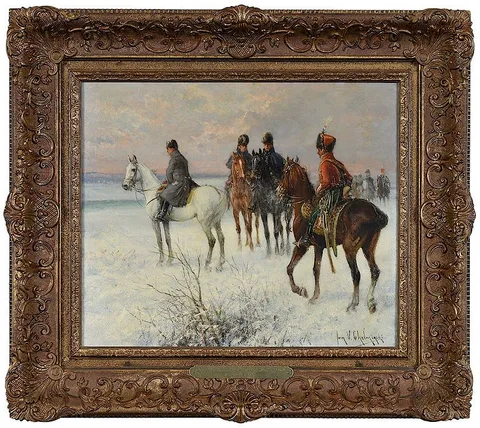 Jan Chełmiński, Napoleon's Army, oil on canvas