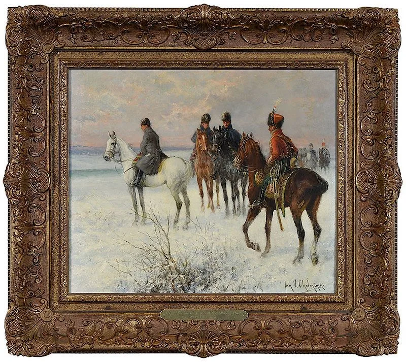 Napoleon's Army by Jan Chełmiński, oil on canvas, sold Nov 2018
