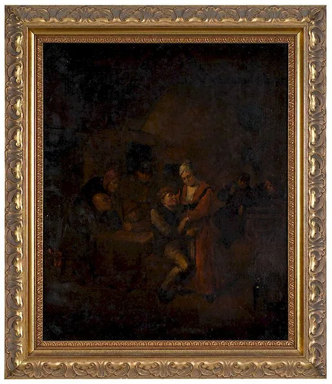 Revelers in a Tavern by David Teniers the Younger, oil on canvas, sold Nov 2018