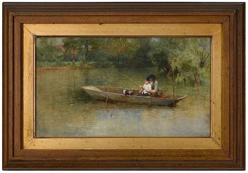 Luigi Chialiva, The Punt on the Thames, watercolor on paper
