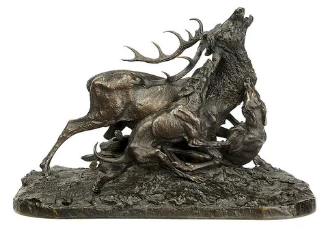 Pierre-Jules Mêne, [Chasse au Cerf No. 2] (P & R CHA 3), 1844, bronze