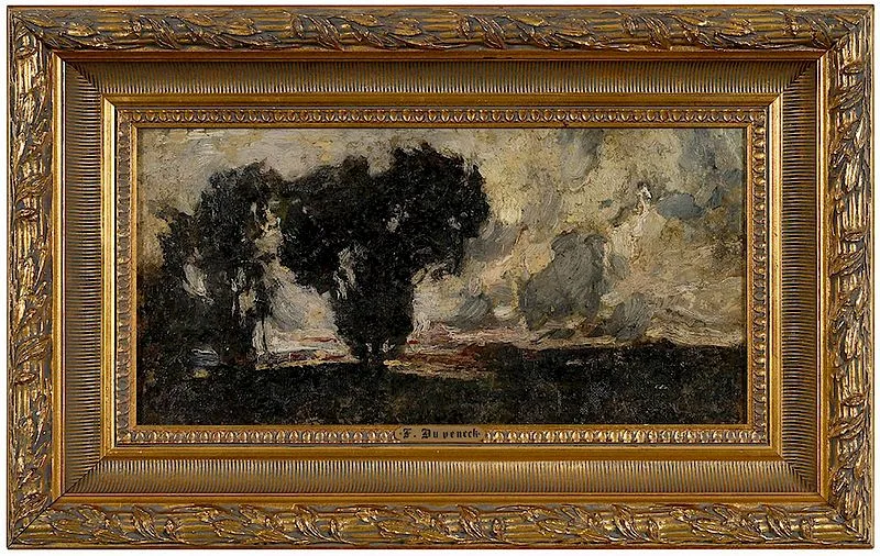 Stormy Landscape by Frank Duveneck, oil on canvas, sold Nov 2018