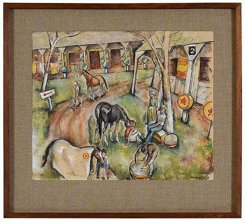 Lew Davis, Saratoga # 5, 1933, mixed media on paper