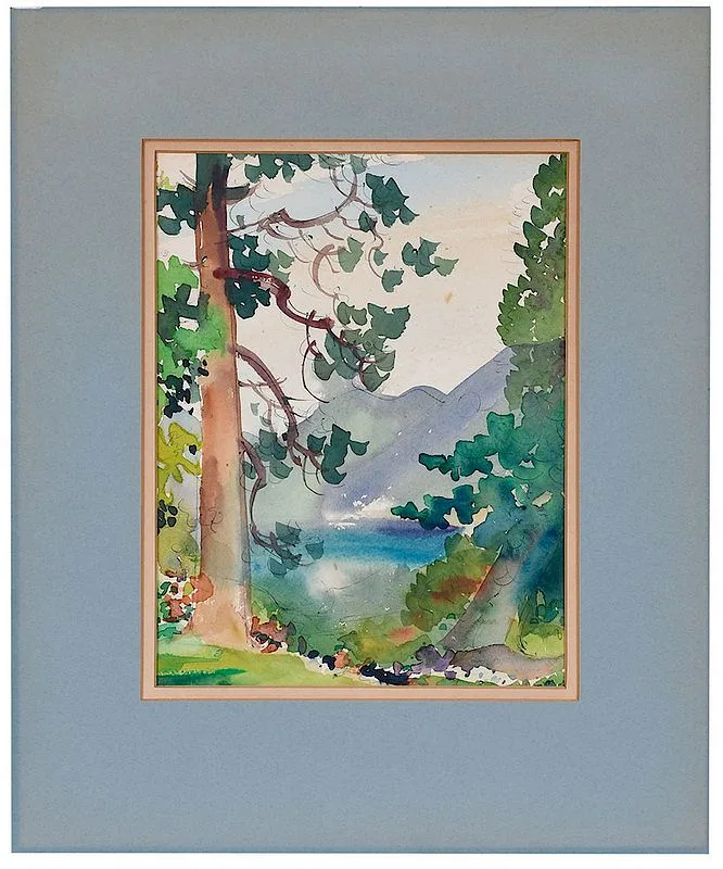 Ling Po, Cypress Tree, watercolor and ink on paper