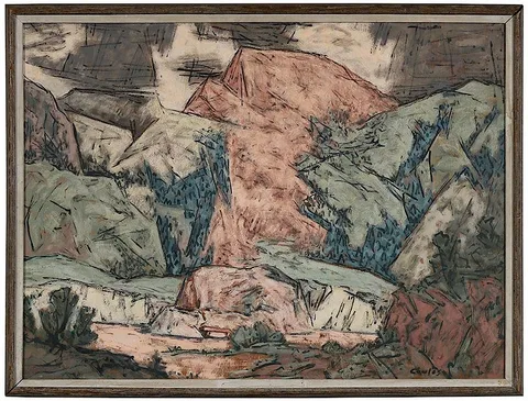 Mountains near Ensenada by Russell Cowles, oil on plywood, sold Nov 2018