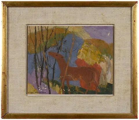 Ethel Magafan, Horse in Trees, tempera on paper board