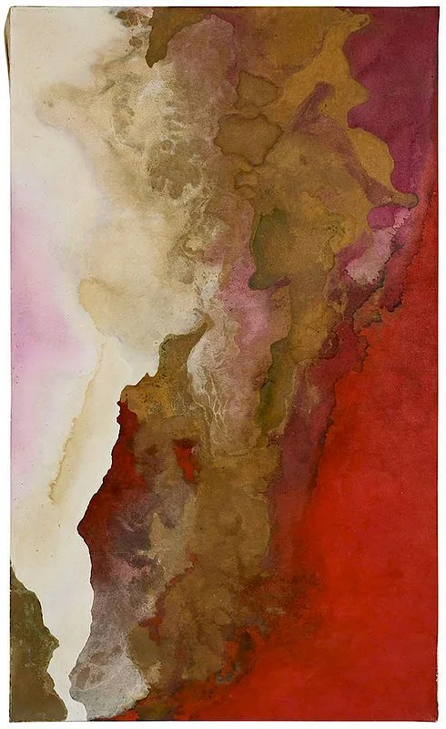 Abstract in Red by Caren Caraway, 1967, oil on canvas, sold Nov 2018