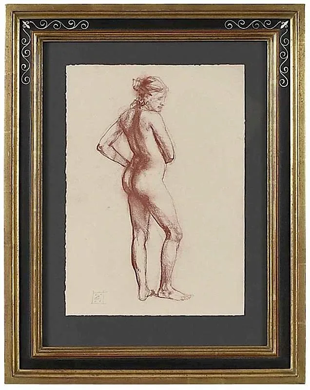 Benjamin Long IV, Female Figure 36, conte crayon