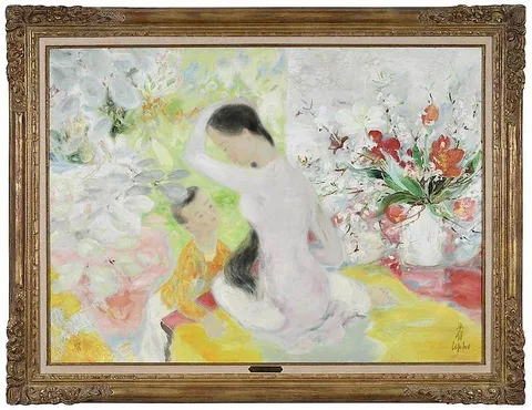 Le Pho, Mère et l'enfant, oil on canvas