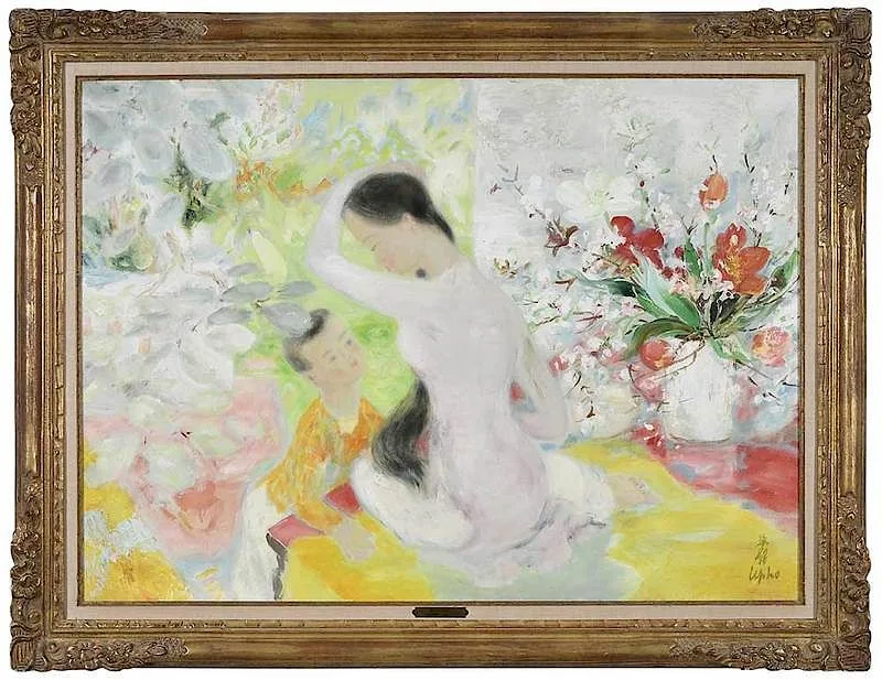 Mère et l'enfant by Le Pho, oil on canvas, sold Sep 2018