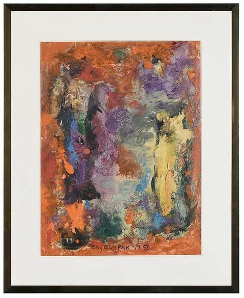 Untitled by Ernst Engel-Pak, 1955, oil on paper, sold Sep 2018