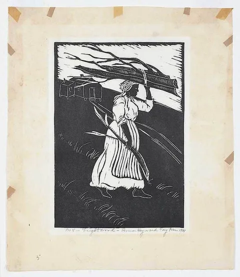 Light wood by Anna Heyward Taylor, woodblock on paper, sold Sep 2018