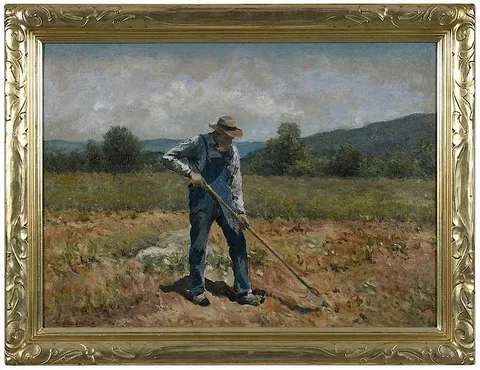 William R. Derrick, Hoeing the Field, oil on canvas