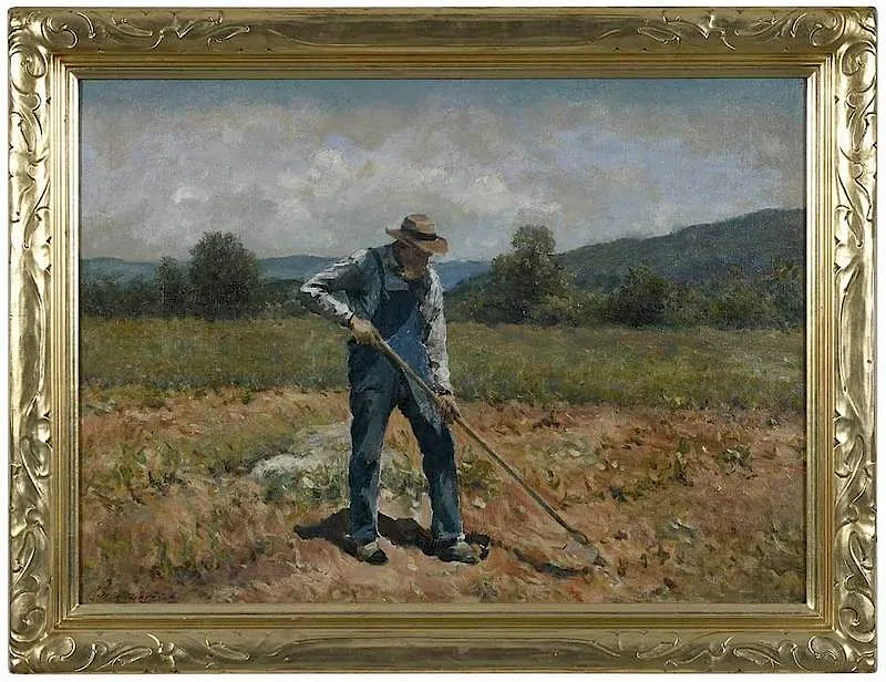 William R. Derrick, Hoeing the Field, oil on canvas