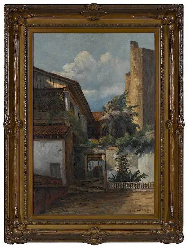 Sunlit Courtyard by Chris Jorgensen, 1915, oil on canvas, offered Sep 2018