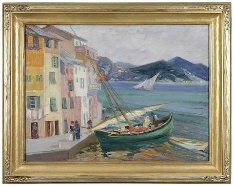 Porto Fino by Oliver Dennett Grover, 1912, oil on canvas, sold Sep 2018