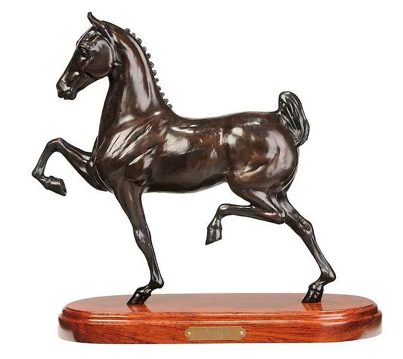 Connie Foss, Hackney Pony, patinated bronze with wood base