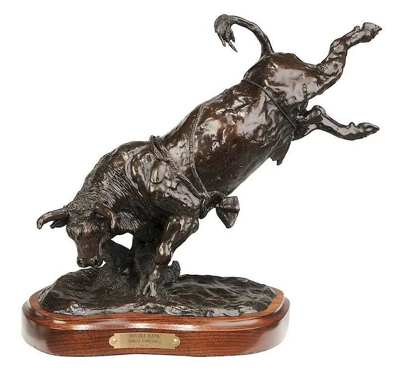 James Collander, Double Rank, patinated bronze with wood base