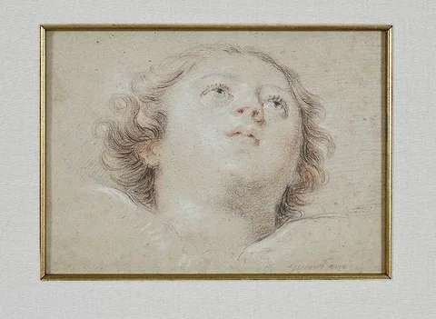 Guido Reni, Youth Looking Upward, charcoal