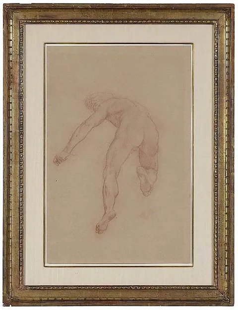Alexandre Cabanel, Study for a Figure in The Triumph of Flora, red chalk on buff paper