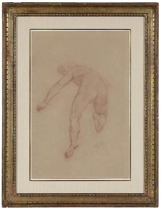Alexandre Cabanel, Study for a Figure in The Triumph of Flora, red chalk on buff paper