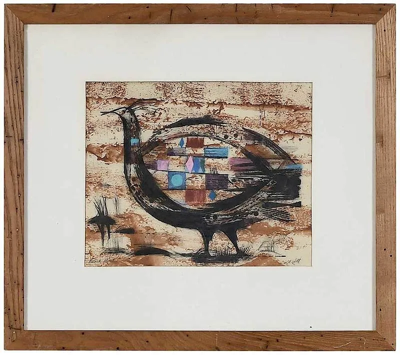 M. Witt, Beach Bird, mixed media on buff paper