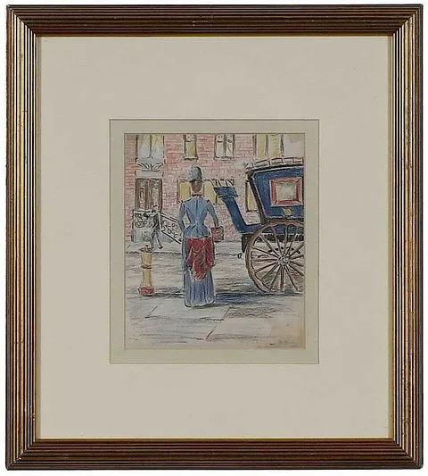 Reynolds Beal, The Red Bustle, crayon on paper