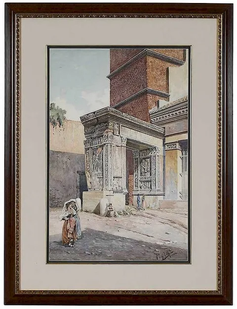 Roberto Gigli, Ancient Portico, Rome, watercolor on paper