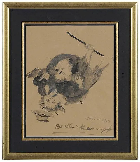 Jacob Pins, Study for The Beggars, pen and ink