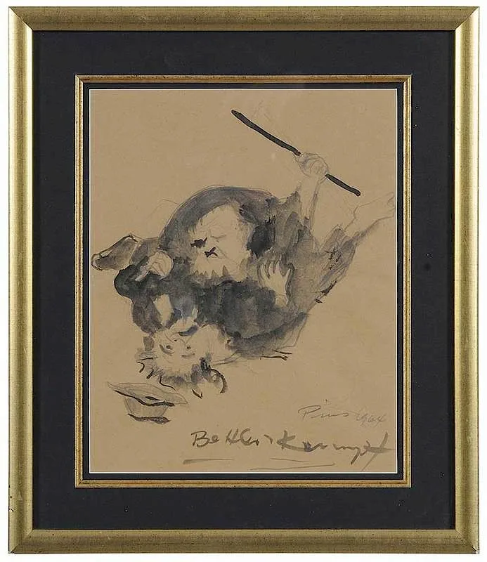 Study for The Beggars by Jacob Pins, pen and ink, sold Sep 2018