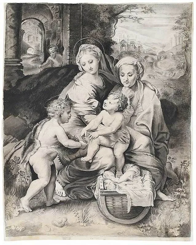 The Holy Family by Raphael, circa 1808, ink and ink wash, sold Sep 2018