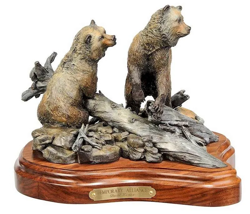 Temporary Alliance by David Lemon, patinated bronze with wood base, sold Sep 2018