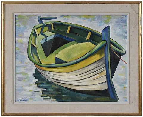 Lucien Durand, Moored Skiff, oil on canvas