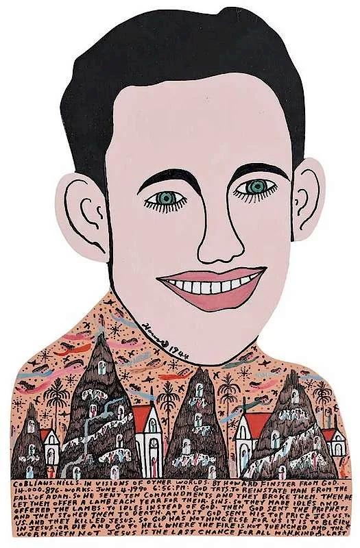 Howard 1944 by Howard Finster, enamel and ink on board, sold Sep 2018