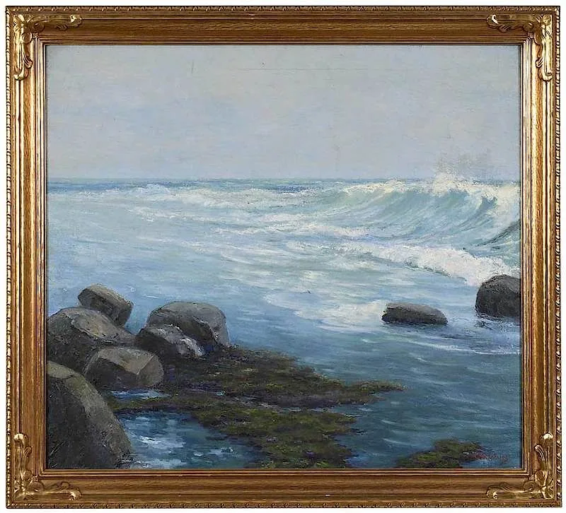 Seascape by Orlando Wales, oil on canvas, sold Sep 2018