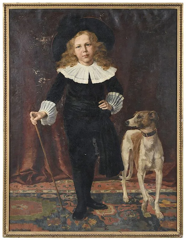 John Ward Dunsmore, A Boy and his Dog, oil on canvas