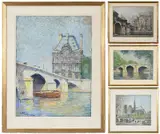 Louis Orr, Four Pastels of Paris: Le Pont Marie, Le Quai des Orfevres, Le Pont Royal, Notre Dame, all signed lower left