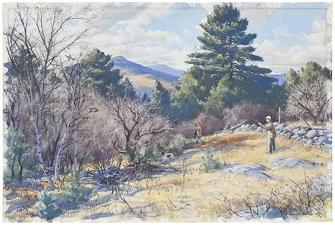 Aiden Lassell Ripley, Grouse in New Hampshire, watercolor on paper
