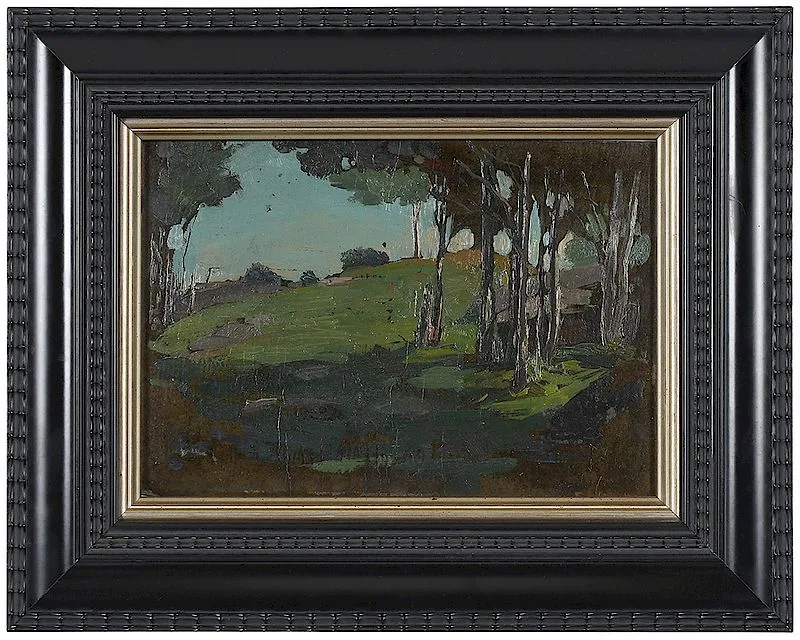 Gustave Cimiotti, Landscape, c. 1930s, oil on board. 7-1/2 x