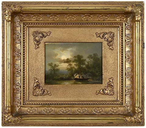 Charles A. Fraser, Eel Fishing, oil on board