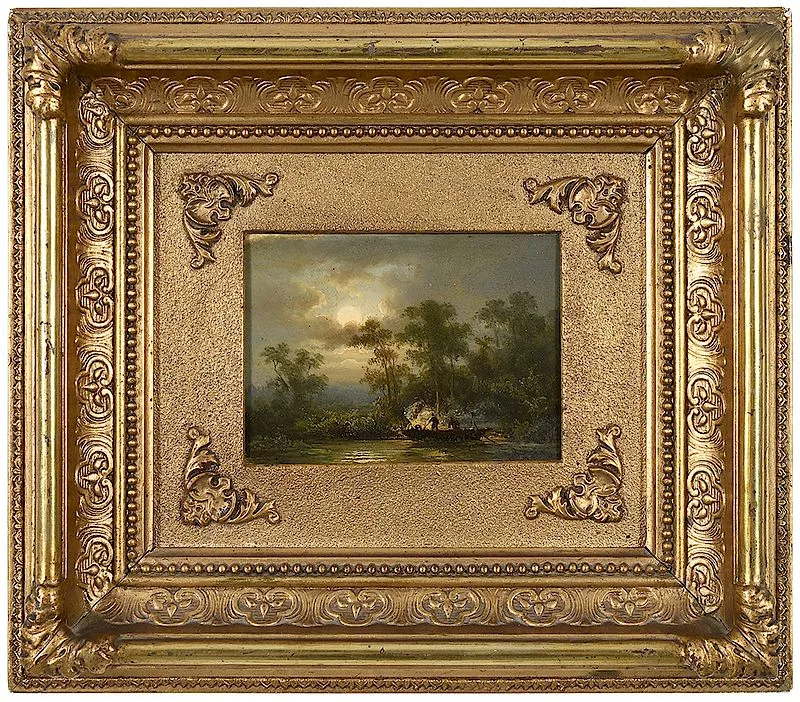 Charles A. Fraser, Eel Fishing, oil on board