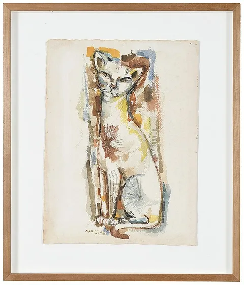Fred Jones, Cat, watercolor on paper