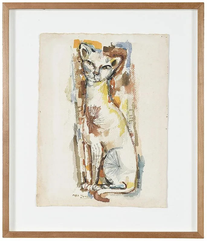 Fred Jones, Cat, watercolor on paper