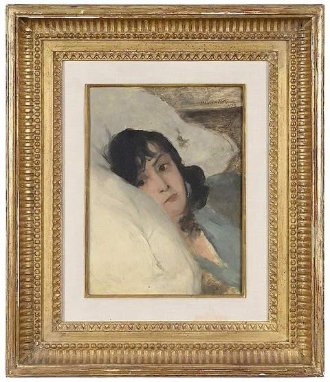 Pierre Carrier-Belleuse, Woman Resting on a Pillow, 1872, oil on panel